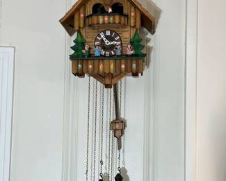 German Black Forest, Cuckoo Clock with Sternreiter Musicians, Chalet, and Whimsical Animation Dancers