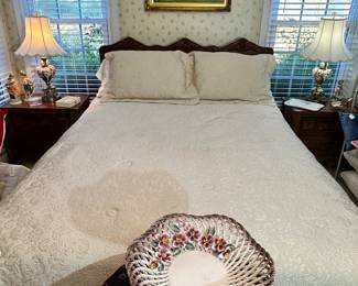 Full-Size Bed with Matching Night Stands, and Door Chest, Capodimonte: Dish and Lamps