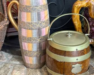 Italian Pitcher and Antique, and English Oak Biscuit Barrel