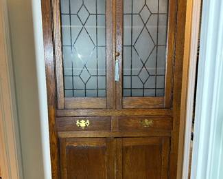 Antique China/Storage Cabinet,  with Frosted Glass in Doors
