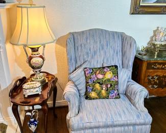 Pin/Flame Stitched Wing Back Chairs