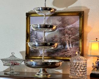 5 Tier Silver Plate Serving Piece