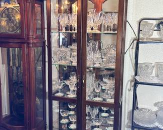 One of Two Cherry Curio Cabinets... This one filled with Waterford Crystal: Lismore