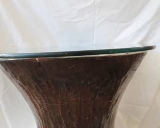 Lot#  03    Carved Tree Stump Coffee Table with Circular Glass Top   $ 225.00