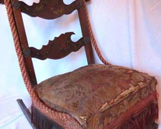 Lot# 49    Antique Upholstered  Rocking Chair                                                                                      $ 100.00