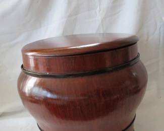 Lot# 56  Antique hand made Chinese Wood Rice Container                                    $  75.00