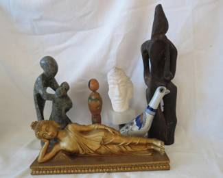Lot#  62  Collection of Stone & Wood Carvings 