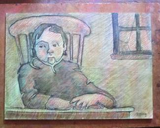 Lot#  34 Local Artist D. Krieg Original pencil drawing on Board                                $   25.00