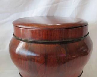 Lot# 56  Antique hand made Chinese Wood Rice Container                                    $  75.00