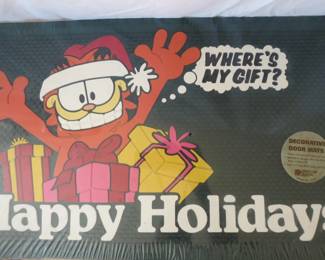 Lot#  42  VTG 1978 Garfield Happy Holiday Door Matt 24"X14.5"                             $   25.00