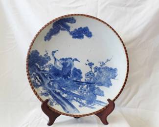 Lot#  05    Japanese signed decorative ceramic dish, 12" in diameter   $ 80.00