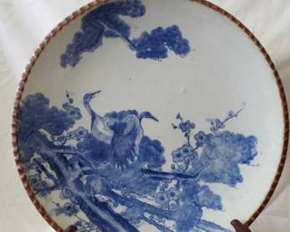 Lot#  05    Japanese signed decorative ceramic dish, 12" in diameter  $ 80.00