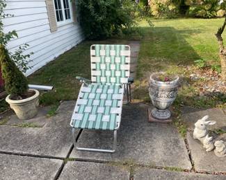 Outdoor chairs, Cement planters