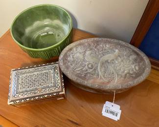 Haeger Planter, Incolay Stone Jewelry Box