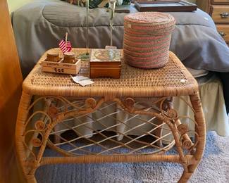 Pleasant Company Kirsten's Honey Crate, Rosenthal Candlestick Holder Set, Rattan catch-all basket