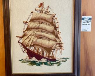 Embroidered sailboat