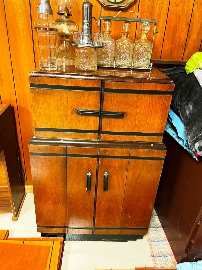 Standing antique bar cabinet