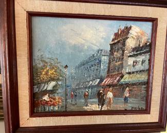 One of two oil painting, listed artist "Caroline Burnett"