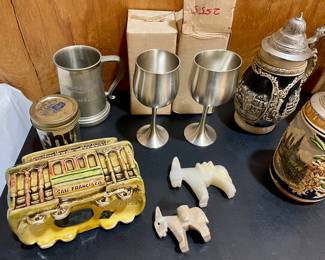 Pewter Collectibles, Onyx figurines, Vintage Trolley
