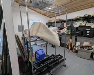 Storage baskets, metal shelving