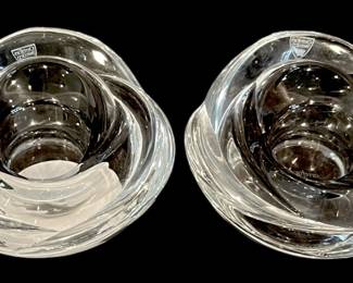 Orrefors Sweden Crystal Candle Holders 