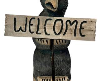 Chainsaw Carved Welcome Bear 32 High 