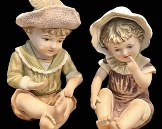 Vintage Bisque Porcelain Piano Babies 
