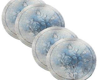 Four Concrete Floral Design Stepping Stones 