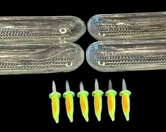 Vintage Glass Corn on the Cob Dishes 