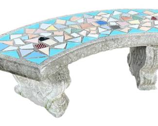 Concrete Bench wCeramic Mosaic Top 