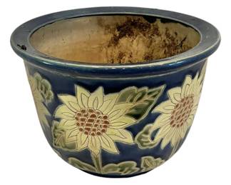 Blue Yellow Sunflower Ceramic Flower Pot 