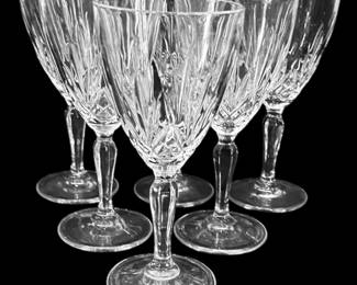 Six Crystal Wine Glasses 