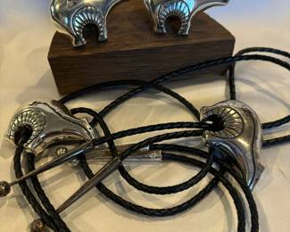 Silver Polar Bear Bolos