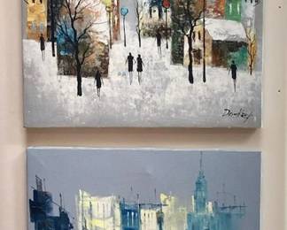Impressionistic Original Paintings Signed Domkay And Hettman