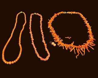Coral Necklaces And Earrings