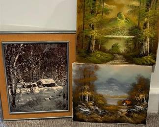 Scenic Oil Paintings And Signed Winter Scene