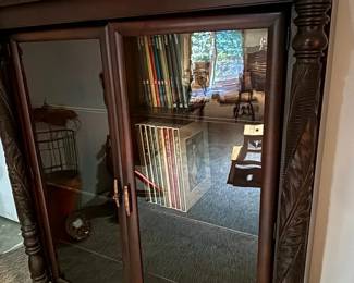 Beautiful Wooden Cabinet With Glass Doors And Key