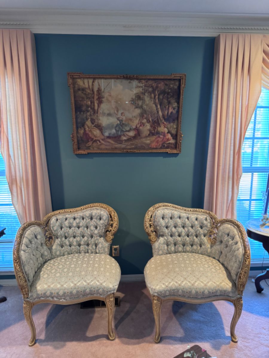 Mid century French courting chairs