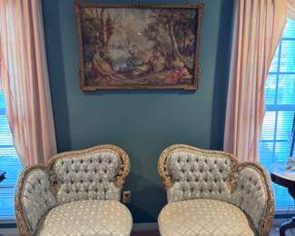 Mid century French courting chairs