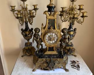 Brass and Bronze Clock set