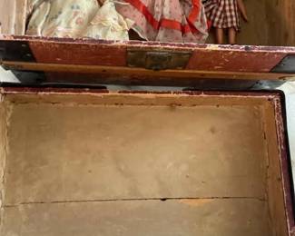Three Nancy Ann Storybook Dolls and A Doll Trunk
