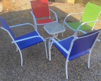 Fab Four Colorful Chairs and Side Table