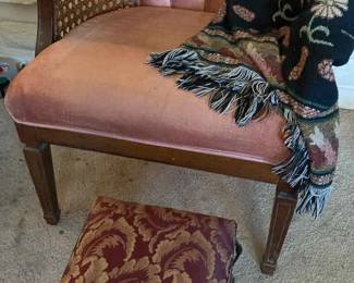 Pink Chair And Small Foot Stool