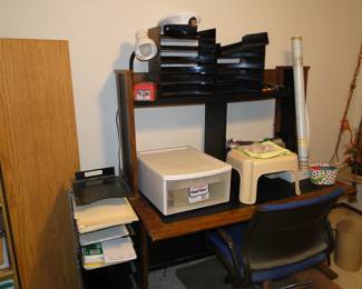 See that desk that is holding all those items, well the desk is free, the items, will be priced