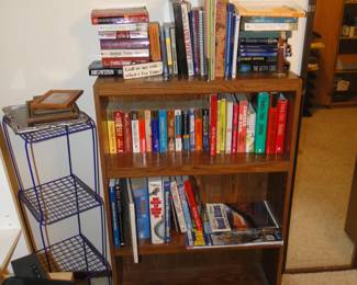 Books and bookshelf all for sale