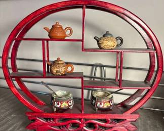 Miniature Chinese Tea Pots With Display Stand