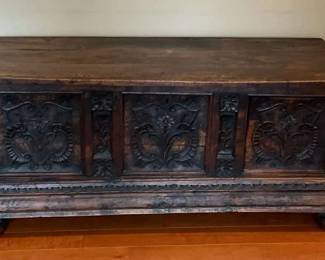 Antique Wood Cassone or Storage Chest From Spain
