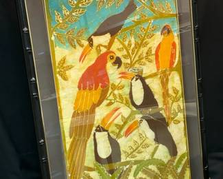 Artist Signed Batik Painting In Frame