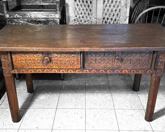 Antique Spanish Hand Carved Console Table