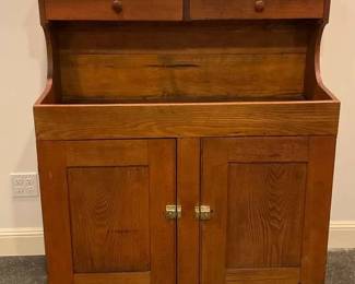 Antique Pine Wood Step Back Dry Sink